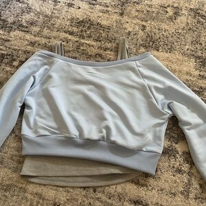 Light Blue Off-Shoulder Crop Top with Built-In Straps